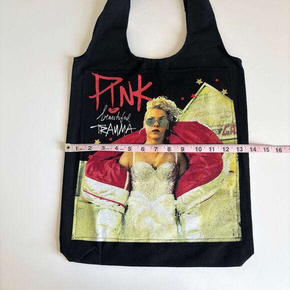 Via Penny Lane Reworked Apparel | P!NK Beautiful Trauma Black Canvas Tote Bag OS - Picture 2 of 5